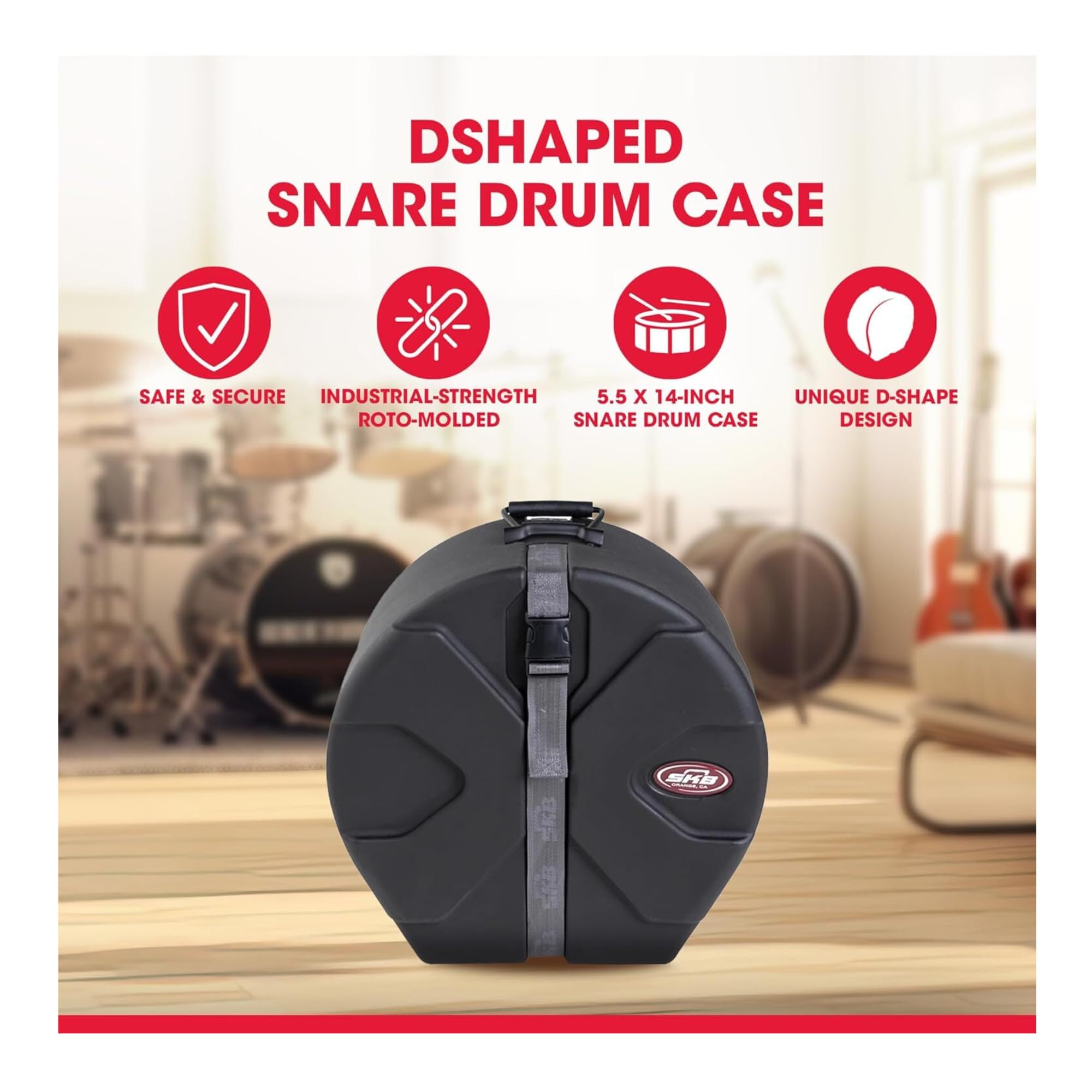 Amazon.com: SKB 5 1/2 X 14 Snare Case with Padded Interior